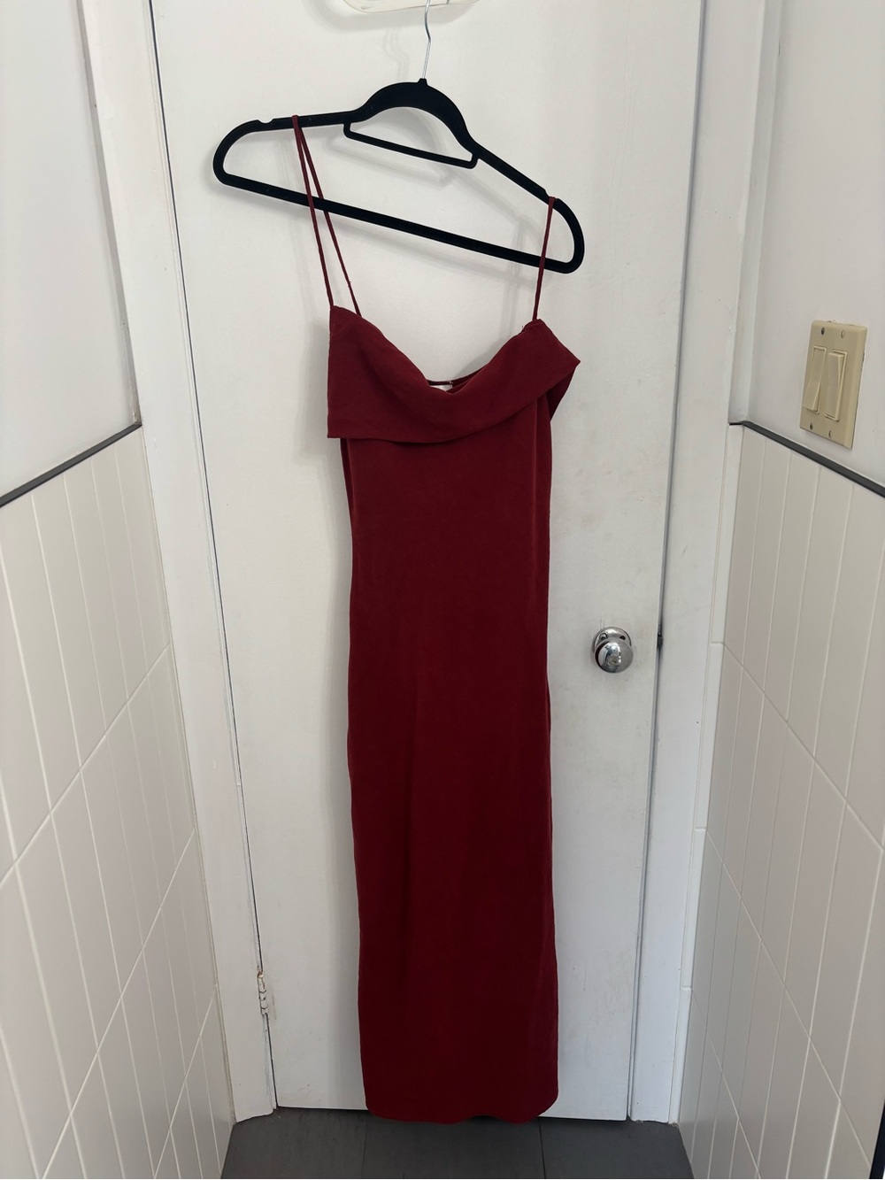 Zara Burgundy Cowl-Neck Spaghetti-Strap Maxi Dress